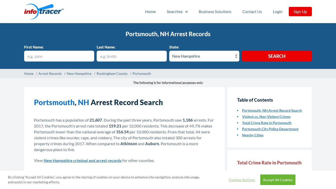 Search Portsmouth, NH Arrest Records Online - InfoTracer